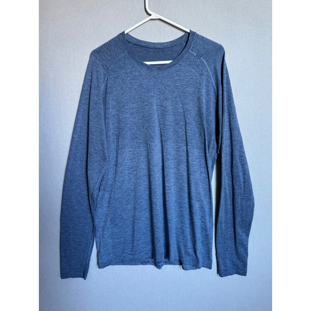 Lululemon Metal Vent Tech Shirt Men L Blue Activewear Long Sleeve Breathable Gym